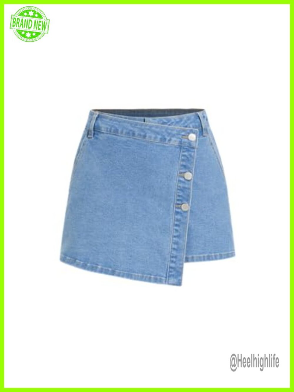 Denim Skort with Pockets Stretchy Mid Waisted Mini Jean Skirt with Shorts